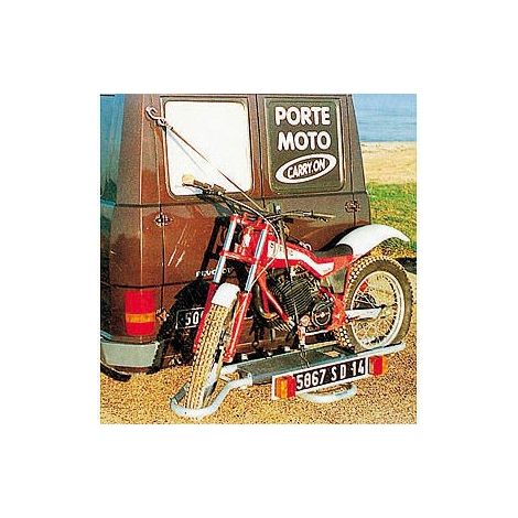Maxter – Porte moto sur attelage CARRY ON – Tube d'acier galvanisé – Charge max. 180 kg – Empattement réglable jusqu'à 150 cm
