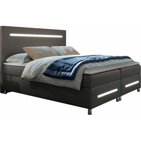 Cama continental Pluvia, Soft 029, Continental, Doble, 160x200, Cuero ecológico, Somieres, 160x212x120cm, LED (1/5)