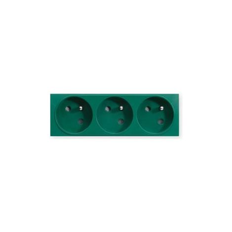 Prise TerCia 2 pôles + terre triple spécial goulotte verte IBOCCO B45036