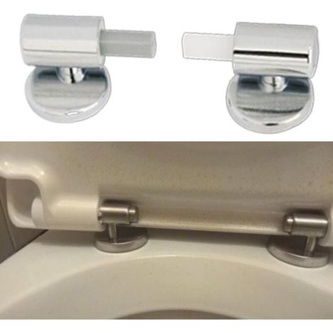 Lot de 2 Kit de Fixation pour abattant WC Traditionnel et Contemporain avec charnières à Fermeture Douce à dégagement Rapide, Charnières de Fixation (1/4)
