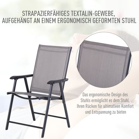 Lot de 2 chaises pliantes avec repose-bras, fauteuils de camping et pêche, structure métallique grise, dimensions 58 x 64 x 94 cm (1/4)