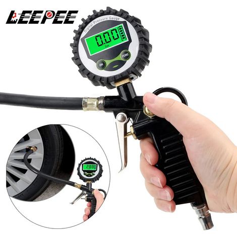 (Testeur de pneus uniquement) Capteurs pour véhicules, manomètre de pression des pneus, gonfleur avec adaptateur UE, testeur de véhicule, écran LCD numérique, manomètre de contrôle de la pression, pou (1/5)