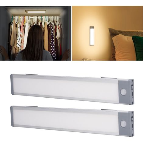 Zwei Sets mit je 90 ultradünnen, bewegungsaktivierten LEDs, dreifarbiges Licht, USB-wiederaufladbare LED-Lichtstreifen, keine Verkabelung erforderlich. (1/5)