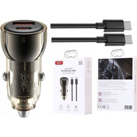 Auto-Ladegerät - NONAME - XO CC60 - 60 W - 1x USB-A + 1x USB-C - USB-C-Kabel enthalten
