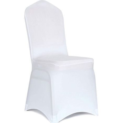 Lot de 10 housses de chaise de salle à manger en élasthanne blanc pour salon – Housses de chaise extensibles universelles pour mariage, banquet et fête. (1/4)