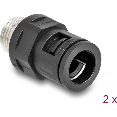 Delock Racor con rosca exterior de latÃ³n M16 negro 2 piezas