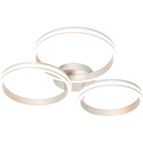 QAZQA Lampada da soffitto navara - Design - Alluminio,Plastico,Acciaio - Acciaio - Tondo (non sostituibile) LED Max. 3 x 45 Watt