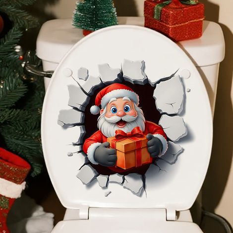 Adesivo murale 3D di Babbo Natale, Babbo Natale strappato con scatola regalo, adesivo murale autoadesivo, decorazione per la casa (2525 cm) (1/2)