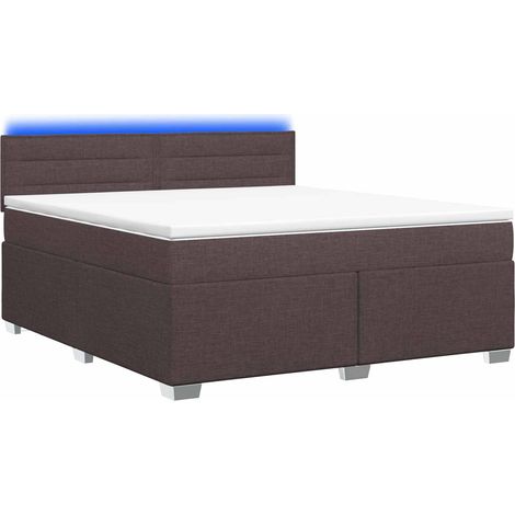 Maison Exclusive - Letto con Box Spring, Materasso e LED Marrone Scuro Tessuto (1/5)