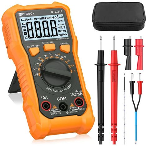 Multimètre Numérique 6000 Comptes Testeur Électrique 600V 10A AC DC Courant Tension Résistance Capacité NCV Fréquence Température avec Pince Crocodile (1/5)