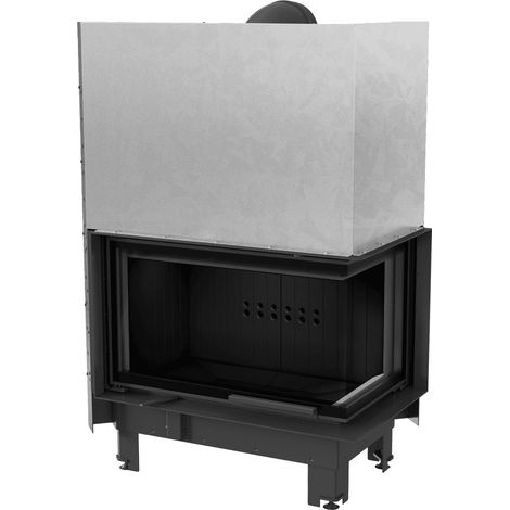 Kamineinsatz aus Stahl KRATKI MBO rechts 15 kW Ø 200 schwarz Verkleidung (1/5)