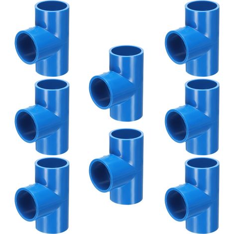 8pcs Tee PVC Raccord 3/4" 3 Voies Connecteur Meuble Construction Grade Tuyau Coude Raccords Pour Plomberie Drain Tuyau Eau Construction, Bleu (1/5)