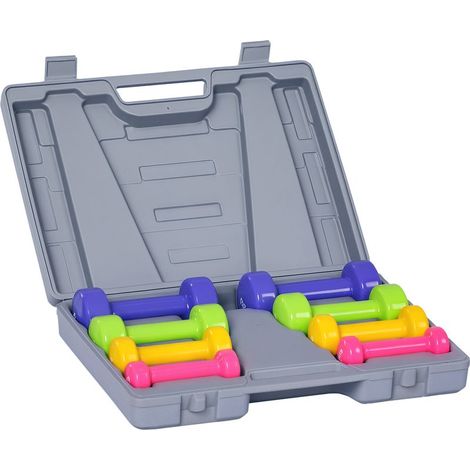 Hantelset mit 10 kg Gesamtgewicht – Hantelpaare (0,5/1/1,5/2 kg) mit Tragetasche – für Muskeltraining und Gewichtheben – mehrfarbiges PU-Metall (1/5)