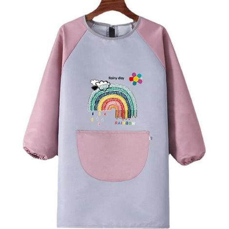Tablier Enfant - Blouse Peinture 8-12 Ans - Imperméable - Manches Longues - Poignets Élastiques