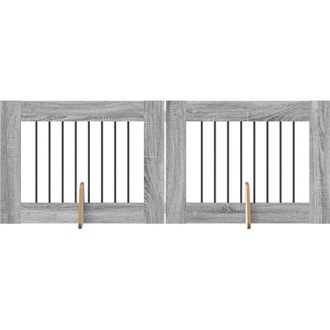 Dog Gate with Stands 2 pcs Grey Sonoma 80 x 60 cm vidaXL