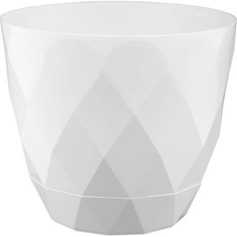 Pot de fleurs avec soucoupe, blanc, décoratif, en plastique, 27,5 cm