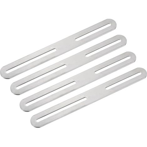 Lot de 4 équerres d'angle réglables en acier inoxydable, 210 x 24 mm, équerres plates et épaisses, pour connecteur d'étagère de meubles fixe (argenté) (1/4)