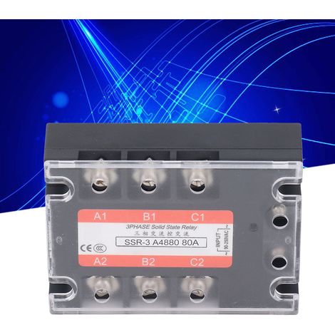 Relais statique triphasé SSR-3 A4880 80A commande AC pour 480V AC. (1/5)