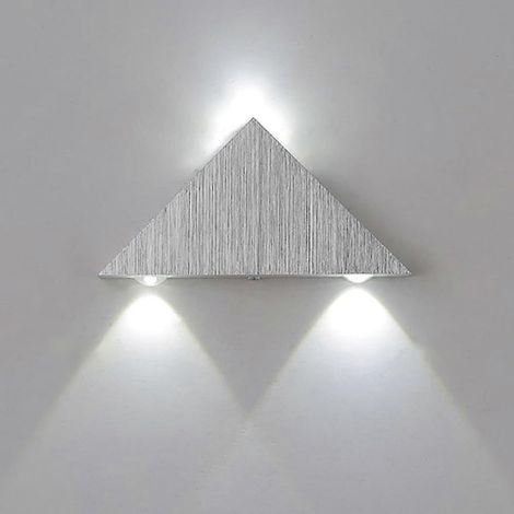 3-flammige LED-Wandleuchte in Dreiecksform, gebürstetes Aluminium, nach oben und unten gerichtet, für Flur, Schlafzimmer, Wohnzimmer, modernes minimalistisches Design, 3 W