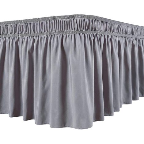 Couvre-lit soyeux et luxueux, facile à installer, à volants élastiques, gris, gris, gris, gris (1/5)