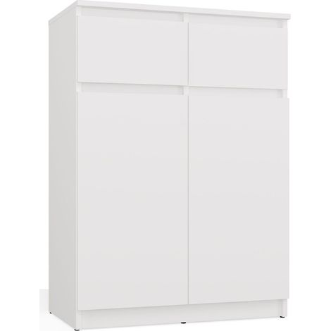 MALEX - Commode moderne 97 cm 2 portes & 2 tiroirs - Blanc (1/5)