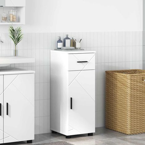 Meuble de salle de bain avec rangement, bois d’ingénierie, blanc, 30 x 35 x 80 cm - PANGIVO (1/5)