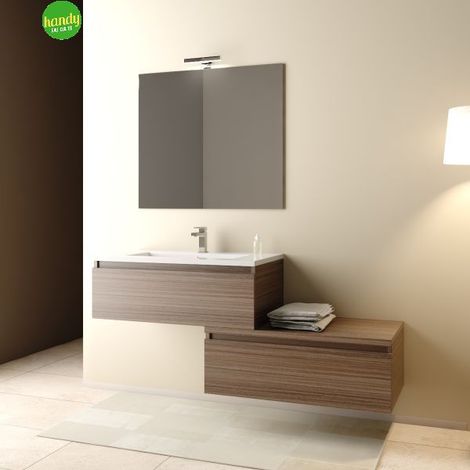 Composizione bagno sospesa palissandro/ larice Mobo modello Andy cm 90 (1/4)