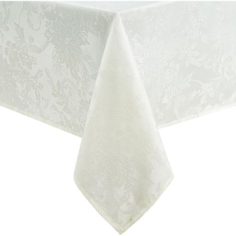 Poinsettia Elegance Jacquard Collection Table de Vacances, Polyester, Ivoire, 60" x 84" Oblong (Tablecloth) (1/5)