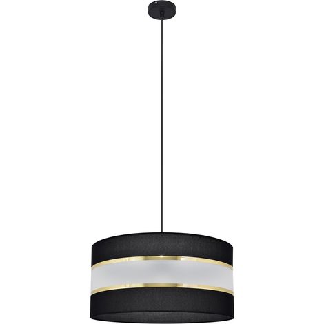 Helam HELEN Plafonnier Suspension Cylindrique Noir, Or 40cm