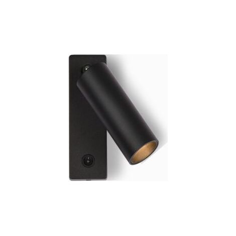 Foco de noche de 3 W, luz cálida de 3000 K, foco LED sin agujeros para montaje en superficie, aplique de pared, luz de lectura para hotel, bar, callejón, casa, negro. (1/5)