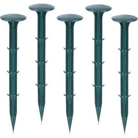 Plastique Piquets de Fixation de Jardin,pour Jardin pour la Fixation des Tissus Anti Mauvaises Herbes Protection Contre Les UV (200 pièces, Vert) (1/5)