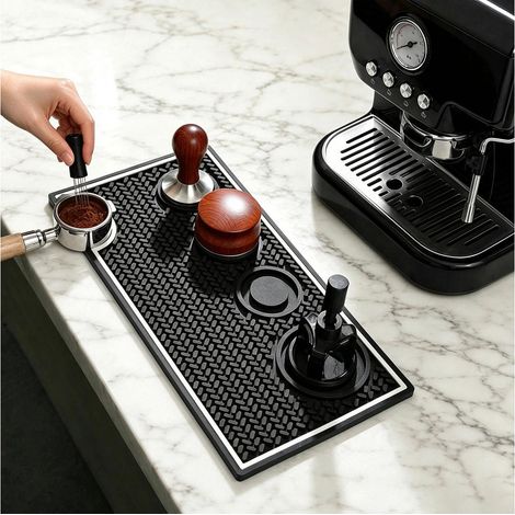 Tapis de bourrage à expresso,tapis de bourrage de café 40 x 20 cm,tapis de bourrage d'espresso antidérapant,tapis porte-filtre pour accessoires de machine à expresso (1/5)