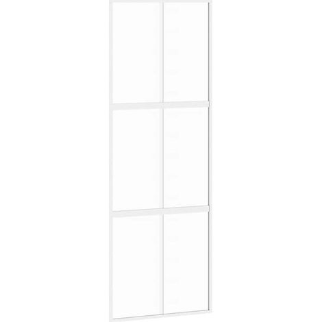 Porte coulissante blanche, 76x205 cm, verre trempé, alliage d'aluminium.