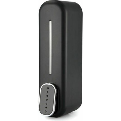 Dispenser di sapone con supporto a parete - Dispenser da 350 ml per sapone liquido, gel doccia, shampoo e detersivo per bucato, ideale per cucina e ufficio, colore nero. (1/5)