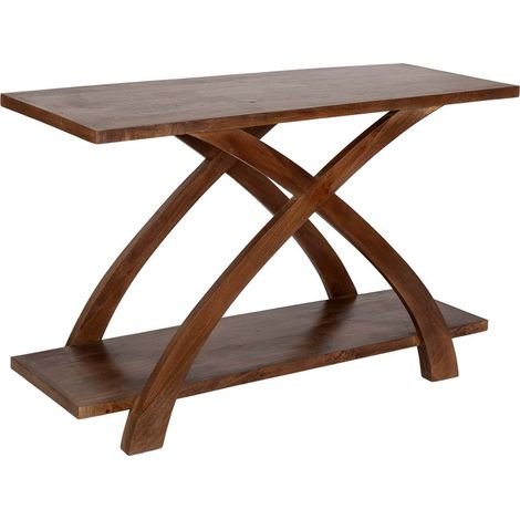 Recibidor de madera artesanal marrón 122x45x76h cm