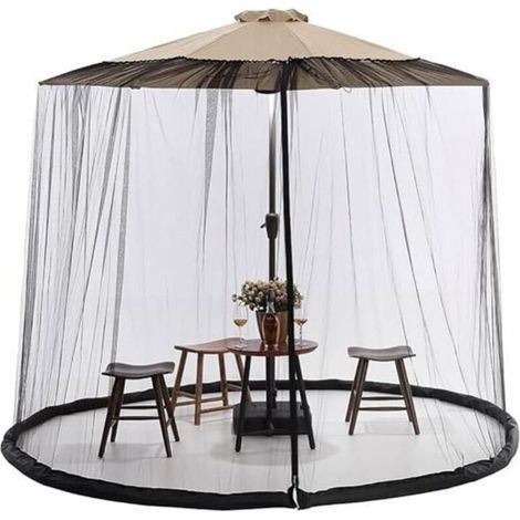Mosquito net for parasol, mesh screen for patio parasol canopy, 11-12FT for outdoor patio parasol with polyester netting, fillable base Ikodm (1/4)