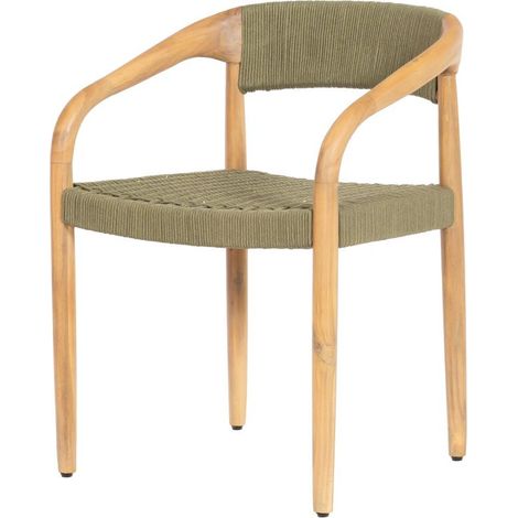 Amadeus - Fauteuil de table Tressia en acacia et corde kaki finition chêne (lot de 2) (1/4)