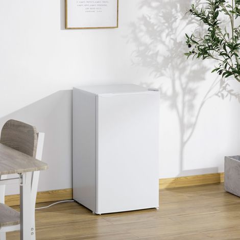 Petit réfrigérateur 91L, porte simple réversible avec congélateur et température réglable – Blanc