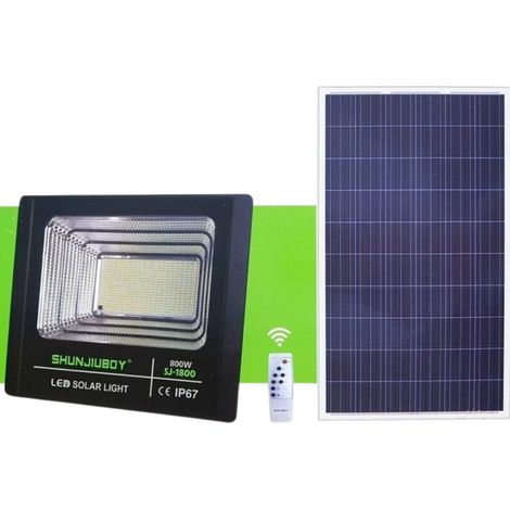 TrAdE Shop Traesio - Faretto Led Esterno Con Pannello Energia Solare 800 W Batteria 12 Ore Faro Ip67 - (1/5)