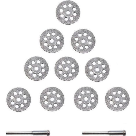 Diamanttrennscheibe – 22 mm – Dicke 0,60 mm – Zum Schneiden von Glas, Keramik, Porzellan, Fliesen – 10 Stück + 2 Kohlenstoffstahl-Dorne (1/5)