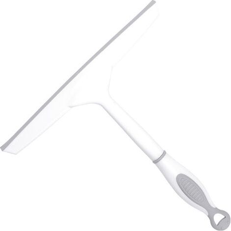 Grattoir universel mural pour douche, nettoyage sans traces des vitres, miroirs et carrelages, gris et blanc