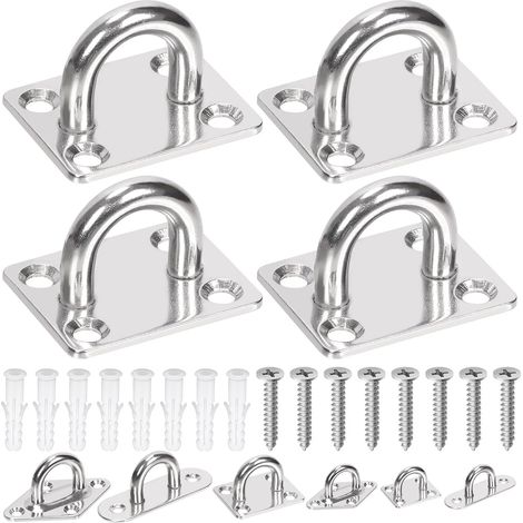 Glarks Lot de 36 Pièces Kit de Plaques à Œil Carrées M8 en Acier Inoxydable avec Crochets et Vis (1/5)
