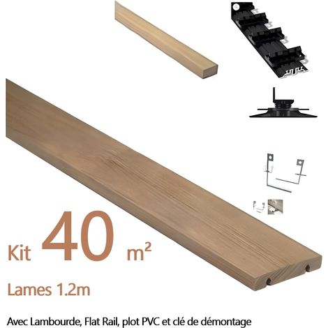 Kit complet terrasse 40m² en bois exotique IPE GRAD CLIPS - Longueur de lames : 1200mm (1/5)