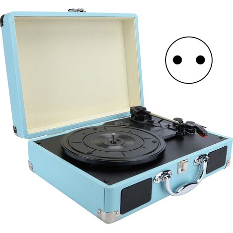 Malette vinyle tourne-disque portable 33/45/78 tours, haut-parleur intégré, prise EU 100-240V, lecteur de disques avec valise (1/5)