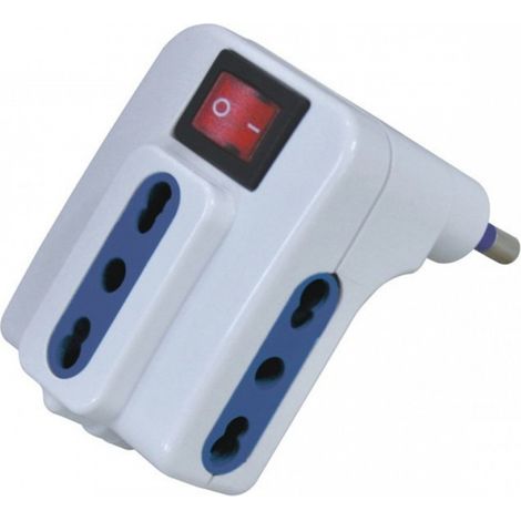 Multipresa salvaspazio 3 prese 16A con interruttore bipasso 250V adattatore (1/4)