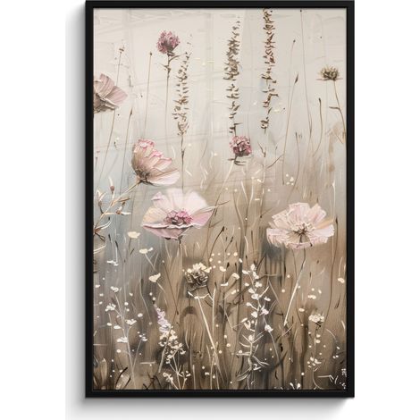 AFFICHE ENCADRÉE Fleurs - Rose - Moderne - Beige Decoration Murale Peinture 80x120 (1/5)
