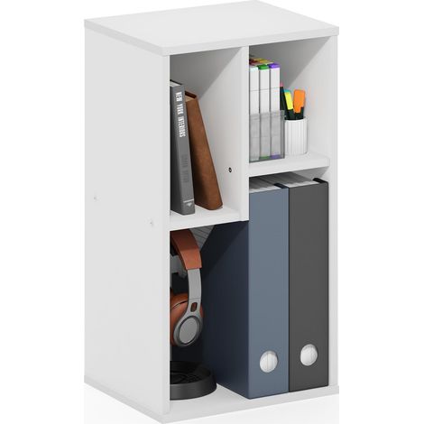 Étagère, Bibliothèque À 3 Cubes, Rangement Cubique avec Compartiments Irréguliers, 24 X 29,7 X 54 Cm, Idéale pour Le Salon, La Chambre Ou Le Bureau, Blanche. (1/5)