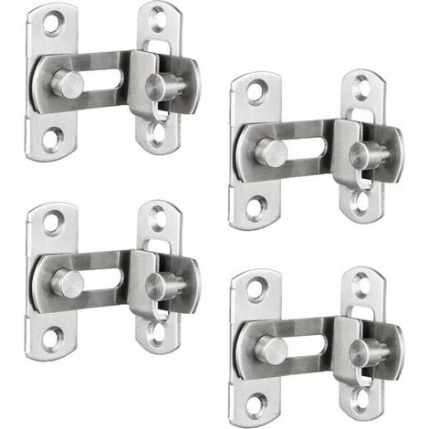 royaluxe - pièces serrure de porte coulissante à angle droit loquet de sécurité en acier inoxydable boulons de verrouillage pour la maison chambre jardin salle de bain 4 pouces (1/5)