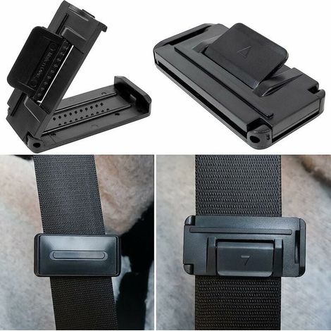 Lot de 2 Clips de Réglage de Ceinture de Sécurité - Ajusteur de Ceinture de Sécurité - Empêche le Frottement de la Ceinture sur le Cou - Largeur de Ceinture de 5,3 cm - Noir (1/5)