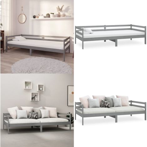 Tagesbett Grau Massivholz Kiefer 90x200 cm - Holz Tagebett - Massivholzbette - Kiefernbett - Schlafsofa - Gästebett - Home & Living (1/5)